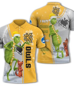 Personalized Funny Christmas The Grinch Kennesaw State Owls NCAA I Hate Morning People Shirt Gifts Unisex 3D Polo