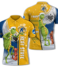 Personalized Funny Christmas The Grinch Kent State Golden Flashes NCAA I Hate Morning People Shirt Gifts Unisex 3D Polo