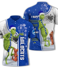 Personalized Funny Christmas The Grinch Kentucky Wildcats NCAA I Hate Morning People Shirt Gifts Unisex 3D Polo