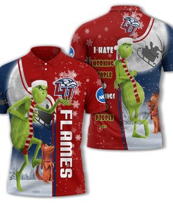 Personalized Funny Christmas The Grinch Liberty Flames NCAA I Hate Morning People Shirt Gifts Unisex 3D Polo