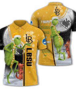 Personalized Funny Christmas The Grinch Long Beach State 49ers NCAA I Hate Morning People Shirt Gifts Unisex 3D Polo