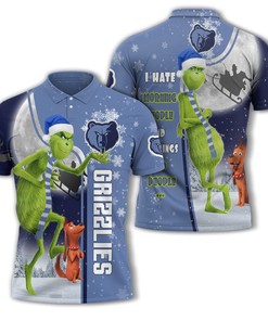 Personalized Funny Christmas The Grinch Memphis Grizzlies NBA I Hate Morning People Shirt Gifts Unisex 3D Polo