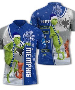 Personalized Funny Christmas The Grinch Memphis Tigers NCAA I Hate Morning People Shirt Gifts Unisex 3D Polo