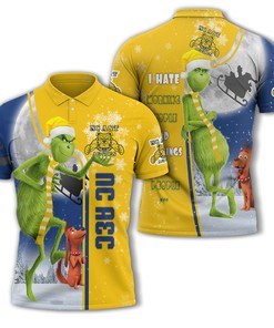 Personalized Funny Christmas The Grinch North Carolina AT Aggies NCAA I Hate Morning People Shirt Gifts Unisex 3D Polo