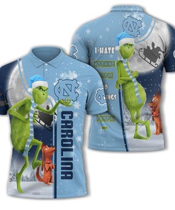 Personalized Funny Christmas The Grinch North Carolina Tar Heels NCAA I Hate Morning People Shirt Gifts Unisex 3D Polo