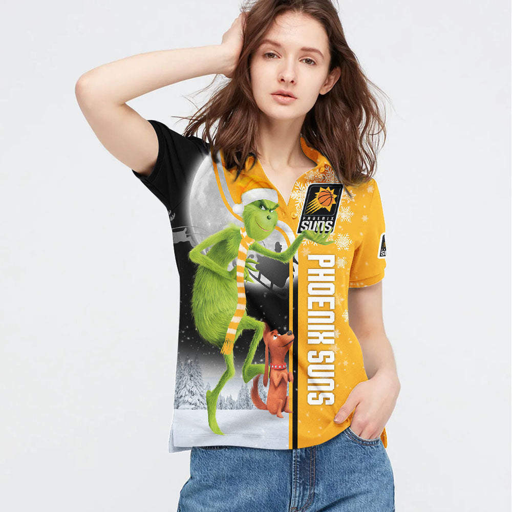 Personalized Funny Christmas The Grinch Phoenix Suns NBA I Hate Morning People Shirt Gifts Unisex 3D Polo - Image 3