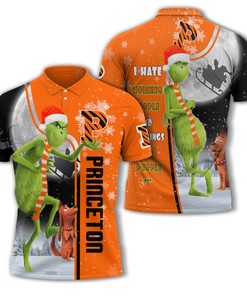 Personalized Funny Christmas The Grinch Princeton Tigers NCAA I Hate Morning People Shirt Gifts Unisex 3D Polo