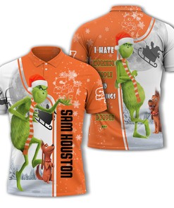 Personalized Funny Christmas The Grinch Sam Houston State Bearkats NCAA I Hate Morning People Shirt Gifts Unisex 3D Polo