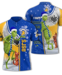 Personalized Funny Christmas The Grinch San Jose State Spartans NCAA I Hate Morning People Shirt Gifts Unisex 3D Polo
