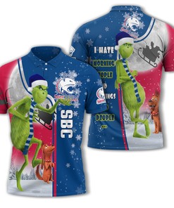 Personalized Funny Christmas The Grinch South Alabama Jaguars NCAA I Hate Morning People Shirt Gifts Unisex 3D Polo