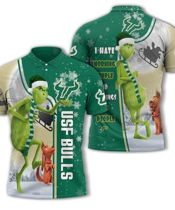 Personalized Funny Christmas The Grinch South Florida Bulls NCAA I Hate Morning People Shirt Gifts Unisex 3D Polo
