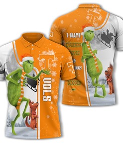 Personalized Funny Christmas The Grinch Tennessee Volunteers NCAA I Hate Morning People Shirt Gifts Unisex 3D Polo
