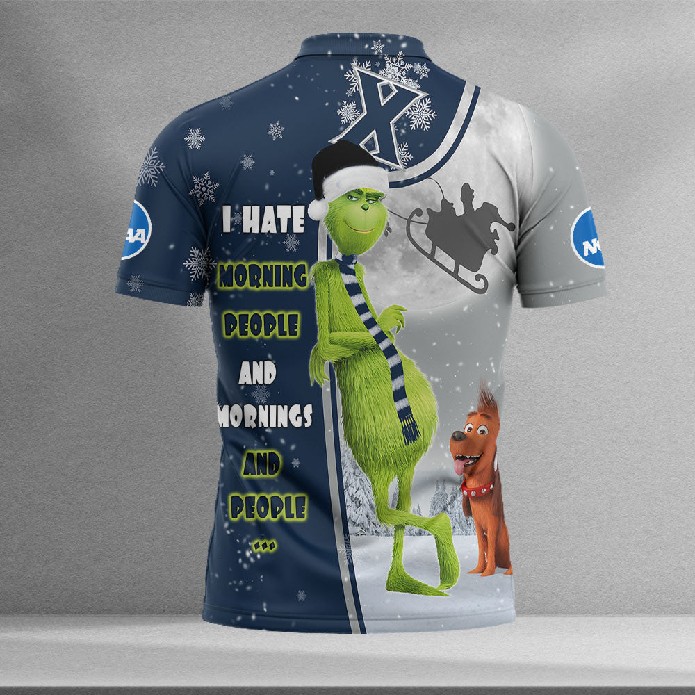 Personalized Funny Christmas The Grinch Xavier Musketeers Musketeers NCAA I Hate Morning People Polo Shirt - Image 2