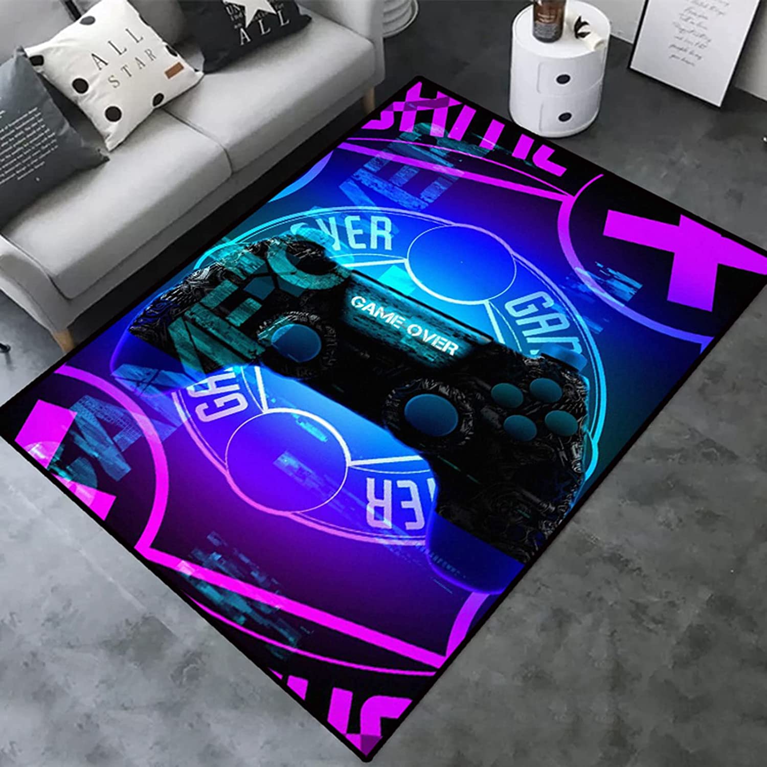Personalized Game Area Rugs for Gamers: Non-Slip Polyester Mat for Video Games, Home Decor
