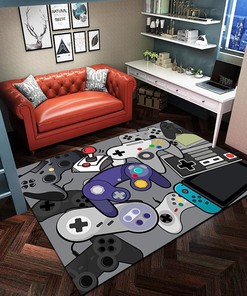 Personalized Game Room Area Rugs for Home Decor: 3D Gamer Carpet with Customizable Name or Sentence(Game Rugs-11)