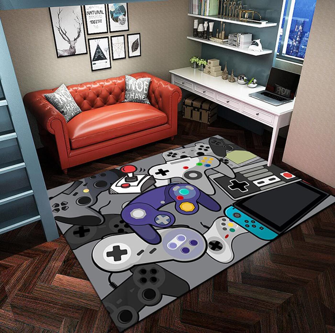 Personalized Game Room Area Rugs for Home Decor: 3D Gamer Carpet with Customizable Name or Sentence(Game Rugs-11)