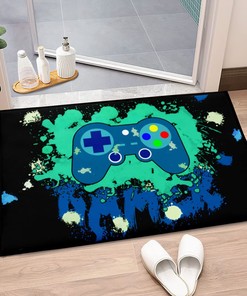 Personalized Gamer Area Rug Bedroom, Custom Doormats with Gamepad and Game Controller