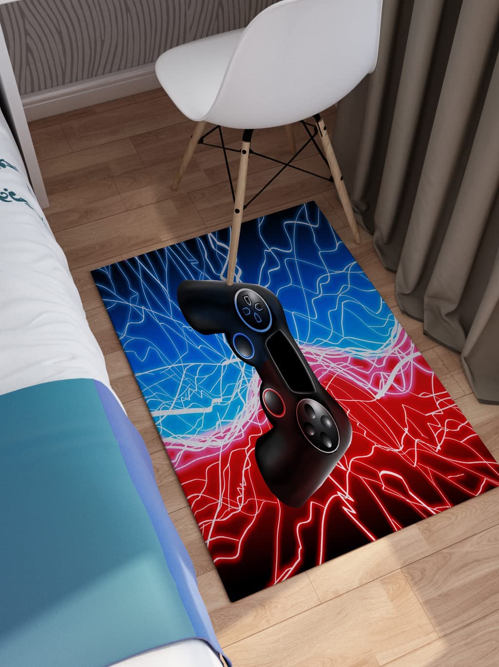 Personalized Gamer Gamepad Controller Area Rug for Boys Room Decor - Suitable for Room - Ammyni (Pattern 07, Green) - Image 3