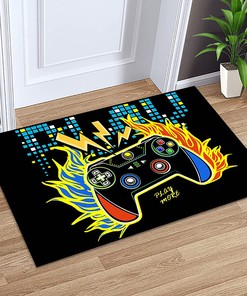 Personalized Gamer Gamepad Controller Area Rugs: Polyester Non-Slip Doormat