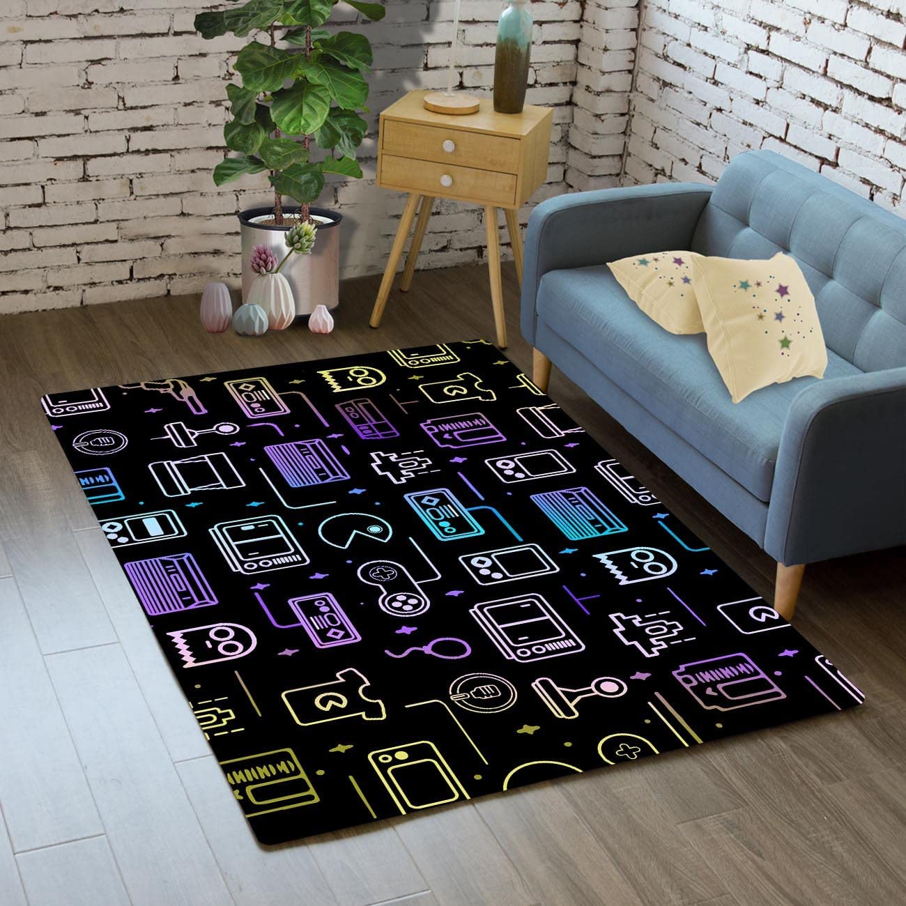 Personalized Gamer Rug for Bedroom, Boys Gaming Area Rug, Boys Room Decor, Polyester Mat