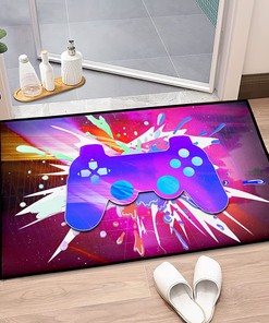 Personalized Gamer Rug for Bedroom or Game Room Themed Area Rugs - Non-Slip Crystal Floor Polyester Mat