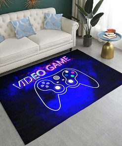 Personalized Gamer Rugs for Bedroom and Playroom - Colorful Gamepad Print Carpet for Game Room Area