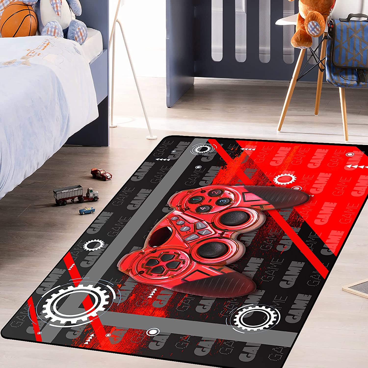 Personalized Gamer Rugs for Boys Bedroom and Teens - Red Game Gamepad Carpets for Living Room Mat and Home Decor - Image 2