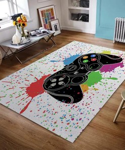 Personalized Gaming Rug for Teen Boys Room - Controller Gamepad Area Rug for Men Teenage