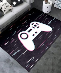 Personalized Gaming Rugs Boys Bedroom: 3D Gamer Carpet Décor, Controller Player Design Home Polyester Mat