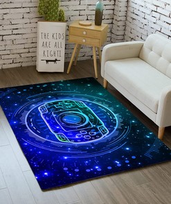 Personalized Gaming Rugs for Boys Game Room - Gamepad Black Red Carpet, Teen Bedroom Floor Mat Doormats