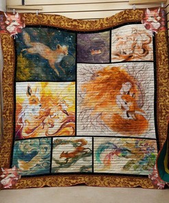 Personalized Girl and Fox Quilt Blanket Bedding Set, Ideal for Home Decoration and Family Gifts