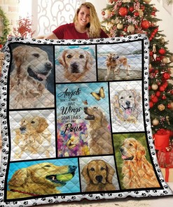 Personalized Golden Retriever Angels Quilt Bedding Set for Home Decor and Family Gifts