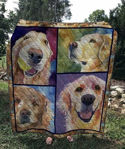 Personalized Golden Retriever Dog 1 Quilt Bedding Set for Bedroom Decor and Family Gifts