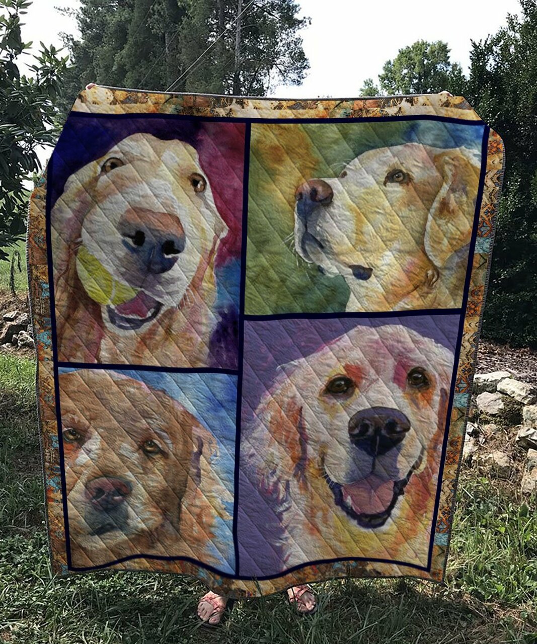 Personalized Golden Retriever Dog 1 Quilt Bedding Set for Bedroom Decor and Family Gifts