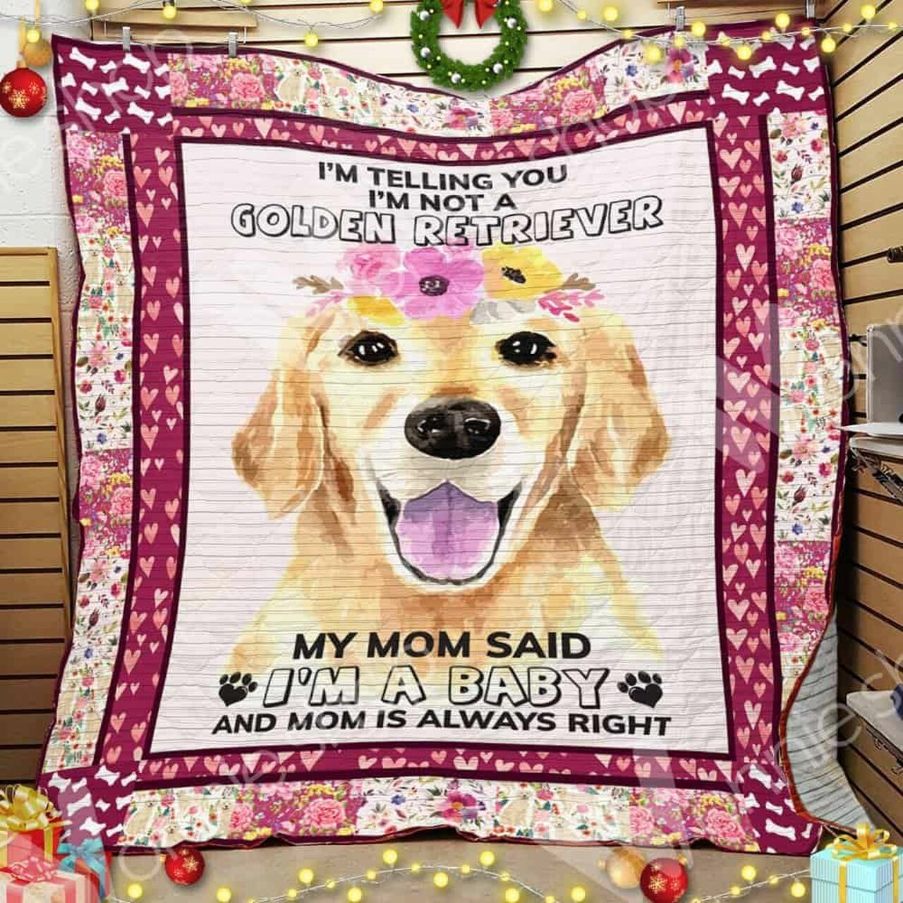 Personalized Golden Retriever Dog Quilt Bedding Set Blanket - Great for Bedroom Decoration and Family Gifts