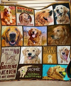 Personalized Golden Retriever Don't Push Me Quilt Bedding Set Blanket, Great for Bedroom Decor and Family Gifts