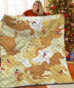 Personalized Golden Retriever Quilt Bed Set Blanket Great Gifts for Family