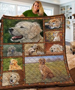 Personalized Golden Retriever Quilt Bedding Set Great for Bedroom Decor and Family Gifts