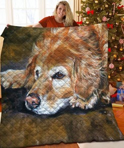 Personalized Golden Retriever Quilt Bedding Set Perfect for Bedroom Decor and Family Gifts