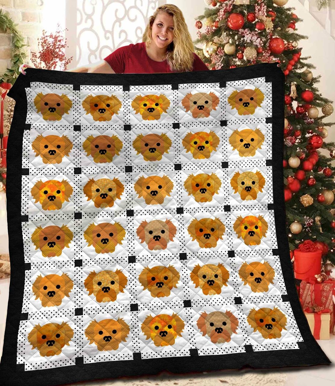 Personalized Golden Retriever Quilt Bedding Set for Your Home - Great for Family Gifts