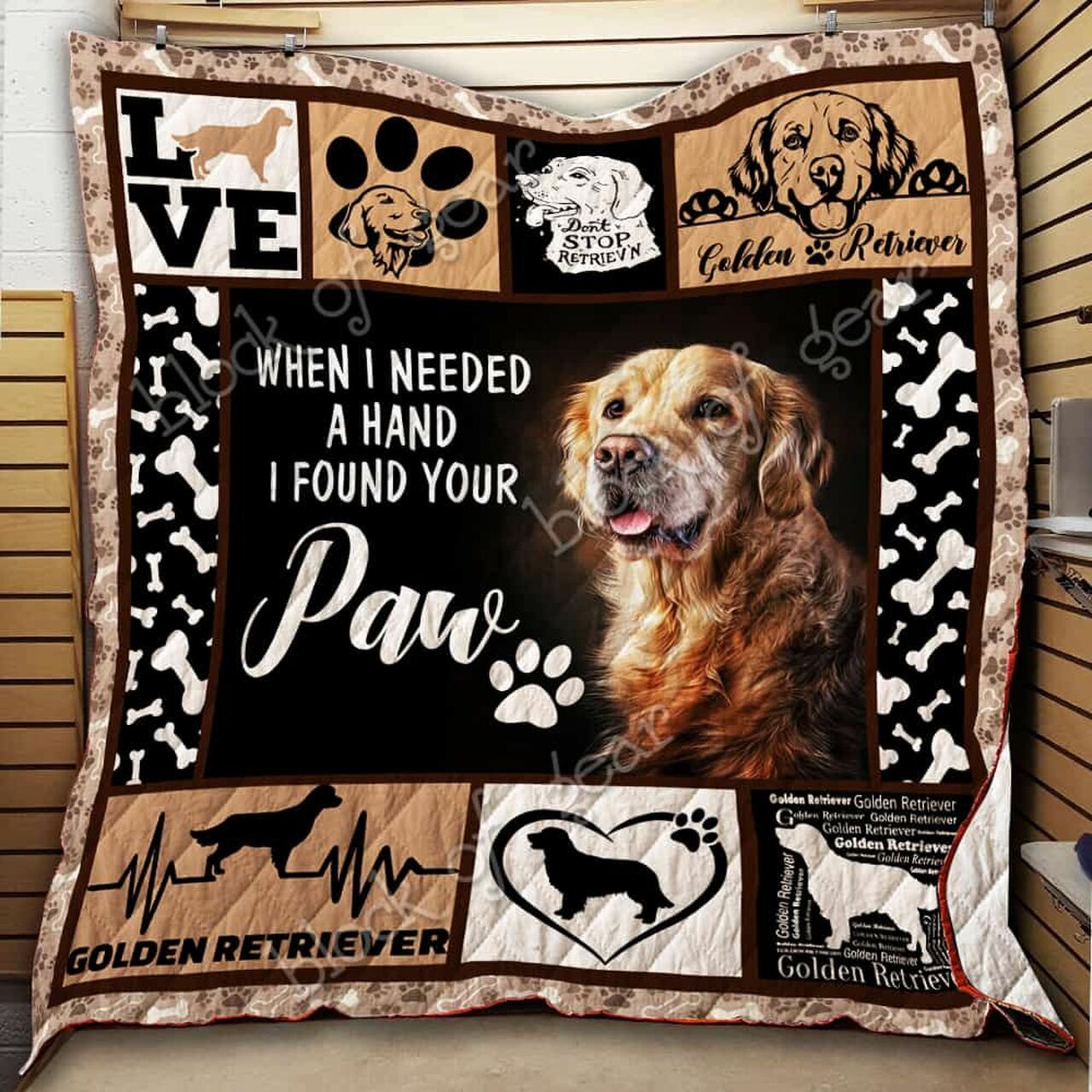 Personalized Golden Retriever Quilt Blanket Bedding Set - Great for Bedroom Decor and Family Gifts