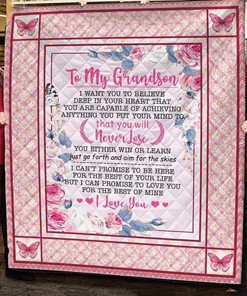 Personalized Grandson You Will Never Lose Quilt Bedding Set for Bedroom Decor and Family Gifts