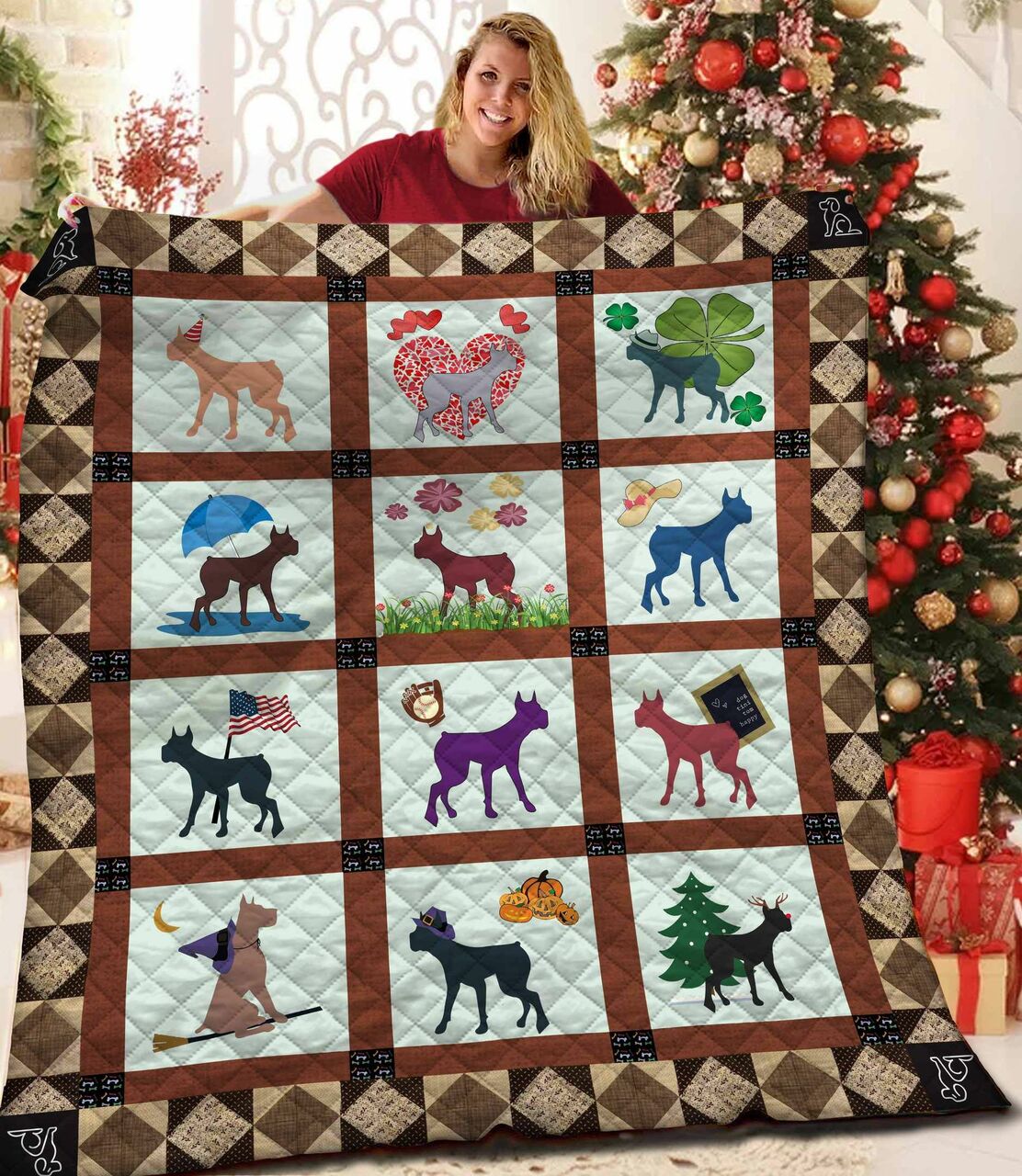 Personalized Great Dane Quilt Bedding Set - Suitable for Home Decoration