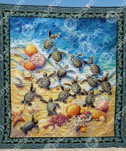 Personalized Green Turtle Quilt Blanket Bedding Set - Great for Home Decoration and Family Gifts