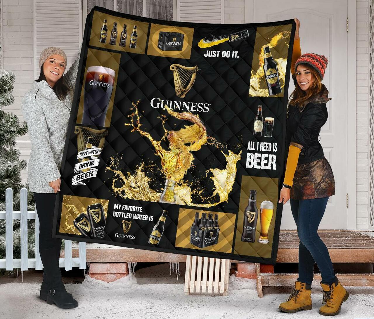 Personalized Guinness All I Need Is Beer Gift Idea Quilt Bedding Set, Great for Bedroom Decor and Family Gifts