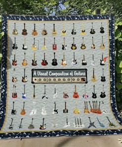 Personalized Guitar Blanket Quilt Bedding Set - Great for Bedroom Decor and Family Gifts
