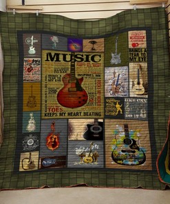 Personalized Guitar Music Quilt Bedding Set - Perfect for Bedroom Decor and Family Gifts