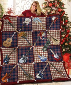 Personalized Guitar Quilt Bedding Set - Add Your Name or Favorite Quote