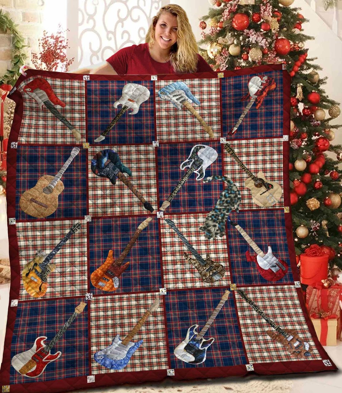 Personalized Guitar Quilt Bedding Set - Perfect Bedroom Decor & Gifts for Family