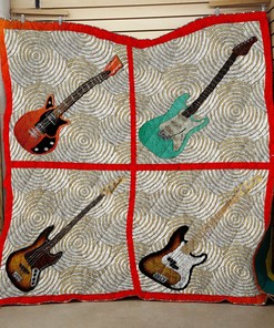 Personalized Guitar Quilt Bedding Set for Bedroom Decor